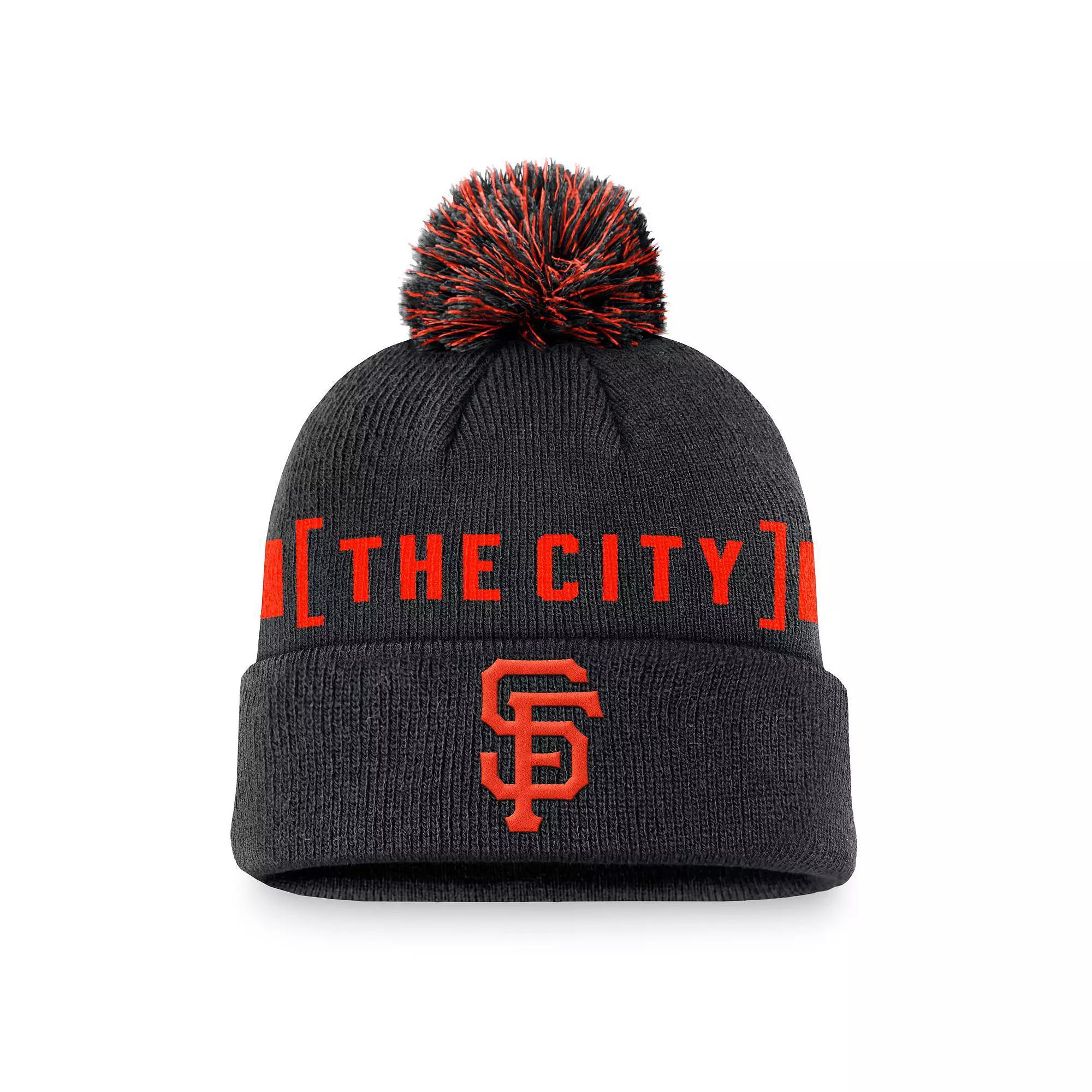 Men's Nike Black San Francisco Giants Hometown Peak Cuffed Knit Hat with Pom Product Image