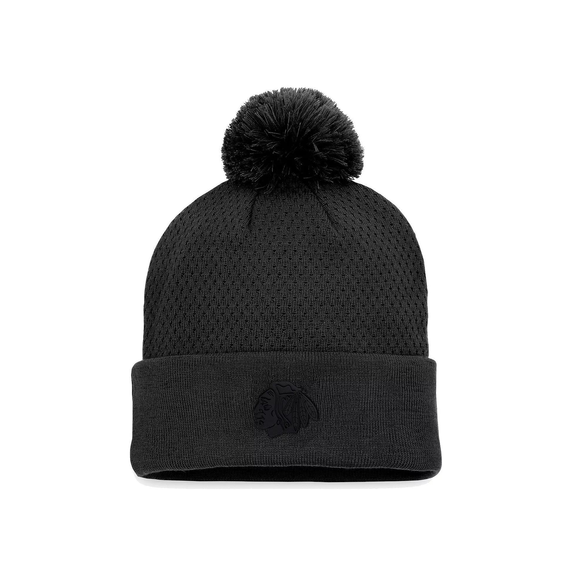 Women's Fanatics Branded Black Philadelphia Flyers Authentic Pro Road Cuffed Knit Hat with Pom, Fly Black Product Image