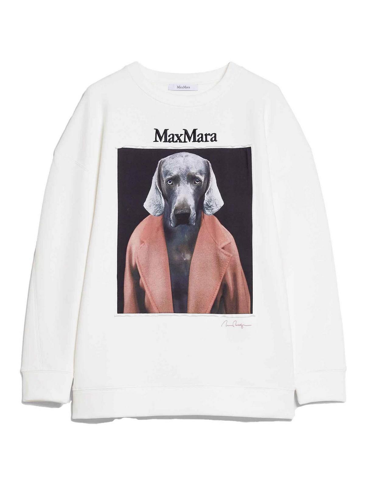 MAX MARA Bacco Cotton Sweatshirt With Wegman Print In White Product Image
