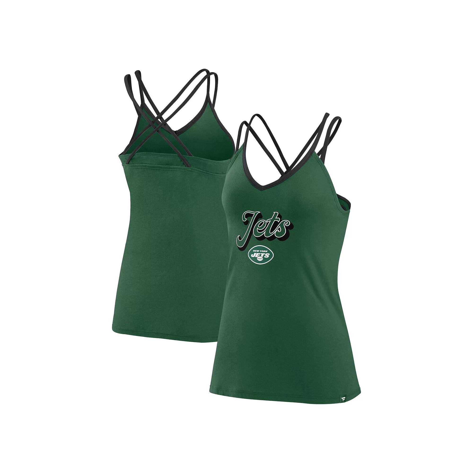 Women's Fanatics Branded Green New York Jets Go For It Strappy Crossback Tank Top, Size: 2XL Product Image