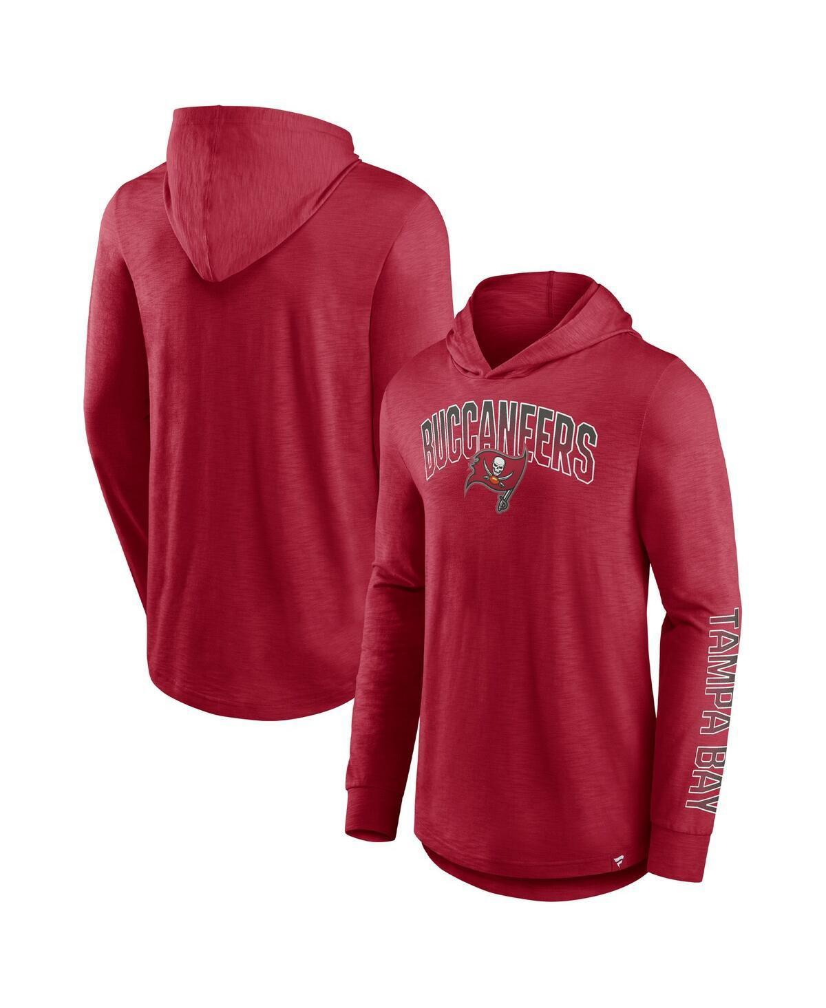 Men's Fanatics Branded Red Tampa Bay Buccaneers Front Runner Long Sleeve Hooded T-Shirt, Size: XL Product Image