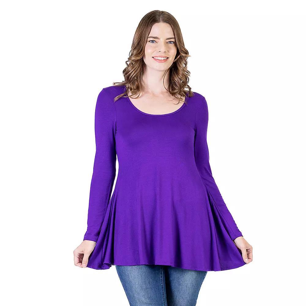 Womens 24Seven Comfort Apparel Swing Style Flared Tunic Top Purple Product Image