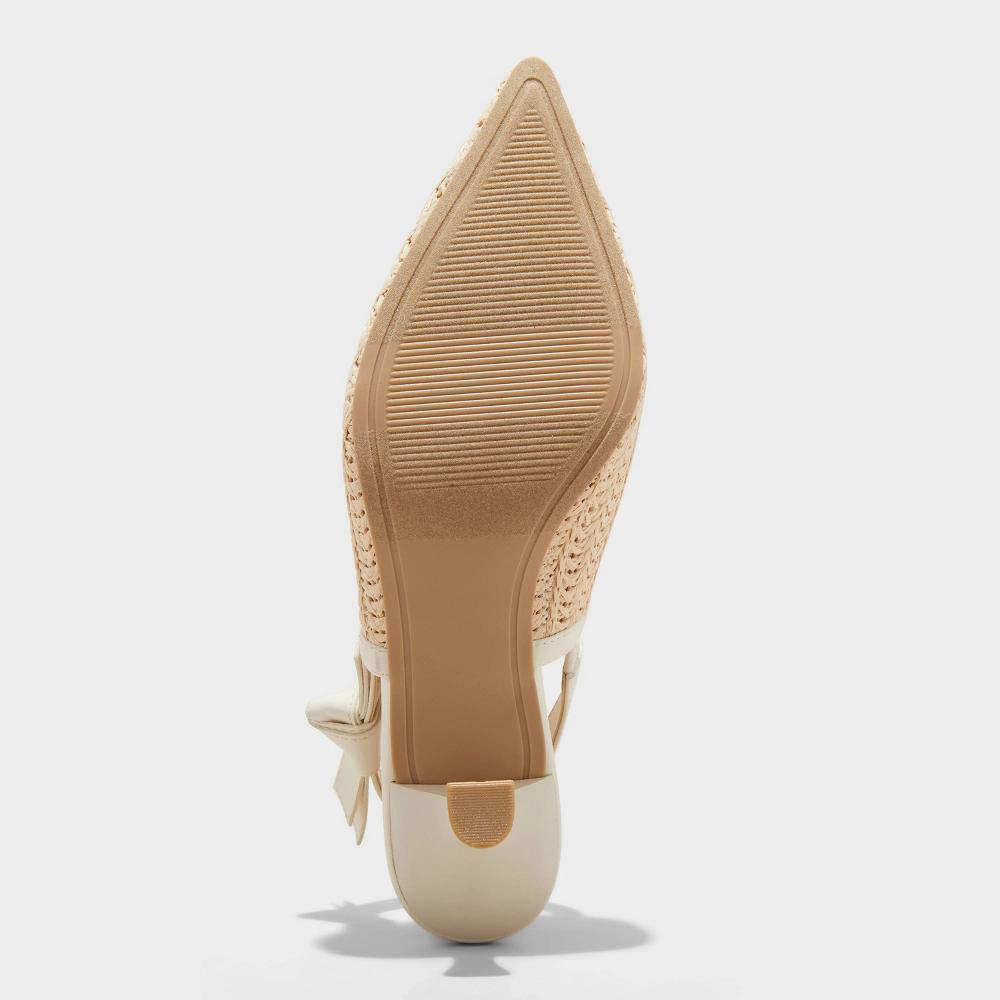 Womens Milan Raffia Slingback Heels - A New Day Beige 8.5: Cushioned Insole, Pointed Toe, Medium Width Product Image