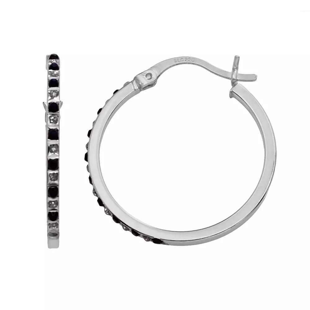 18k Gold-Over-Silver Sapphire Hoop Earrings, Women's Product Image