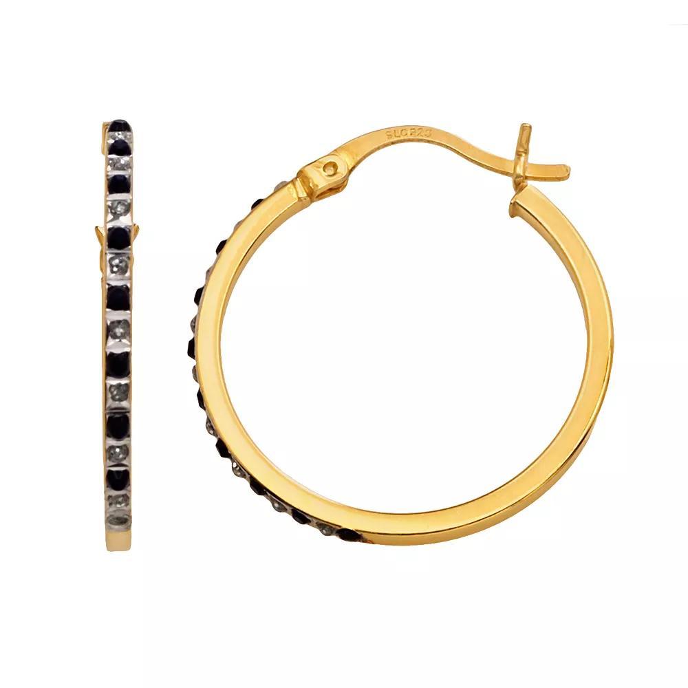 18k Gold-Over-Silver Sapphire Hoop Earrings, Women's Product Image