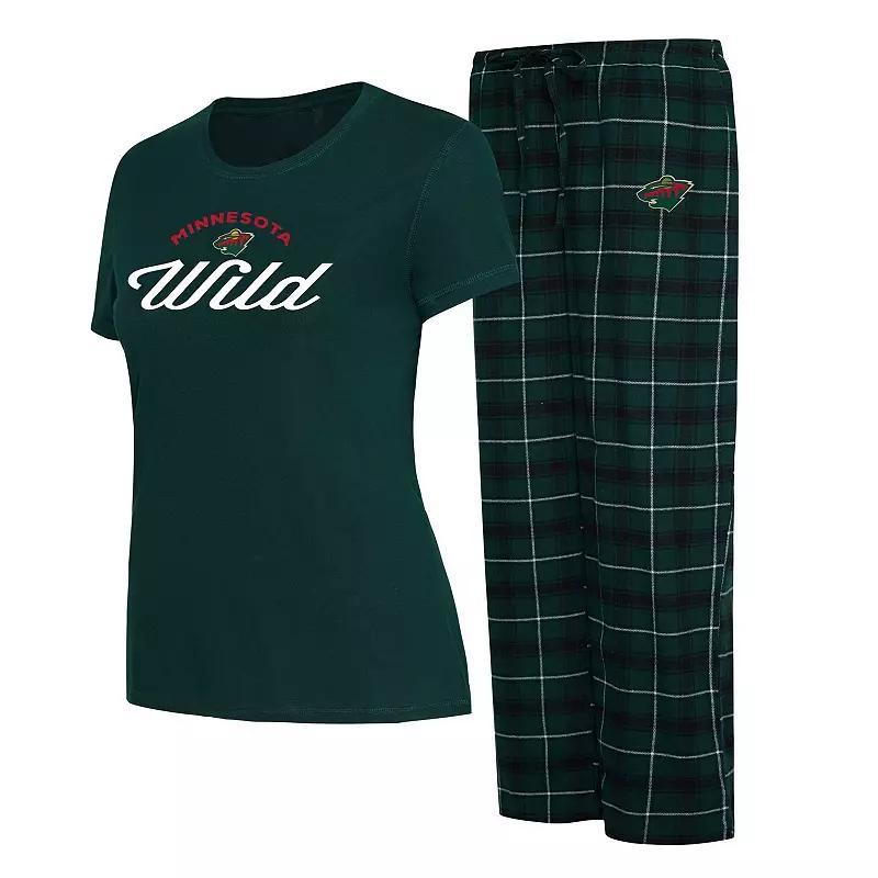 Womens Concepts Sport /Black Michigan State Spartans Arctic T-Shirt & Flannel Pants Sleep Set Product Image