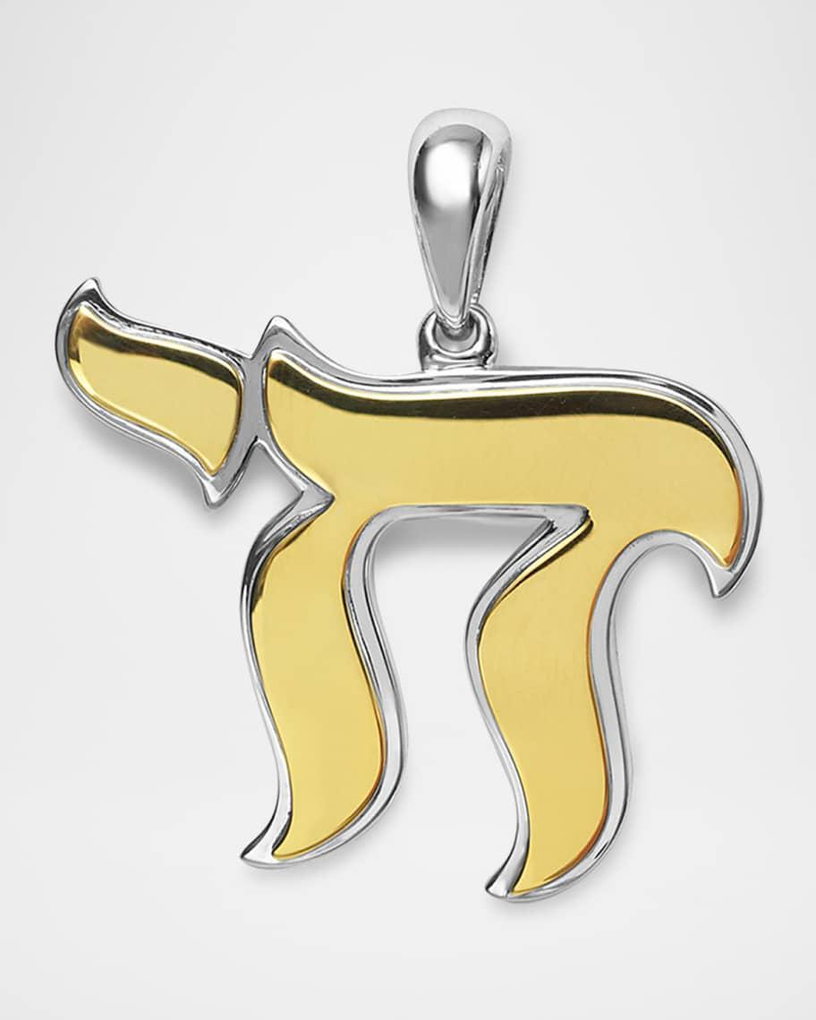 Lagos Mens 18K Yellow Gold & Sterling Silver Anthem Chai Amulet Pendant - Exclusive Product Image