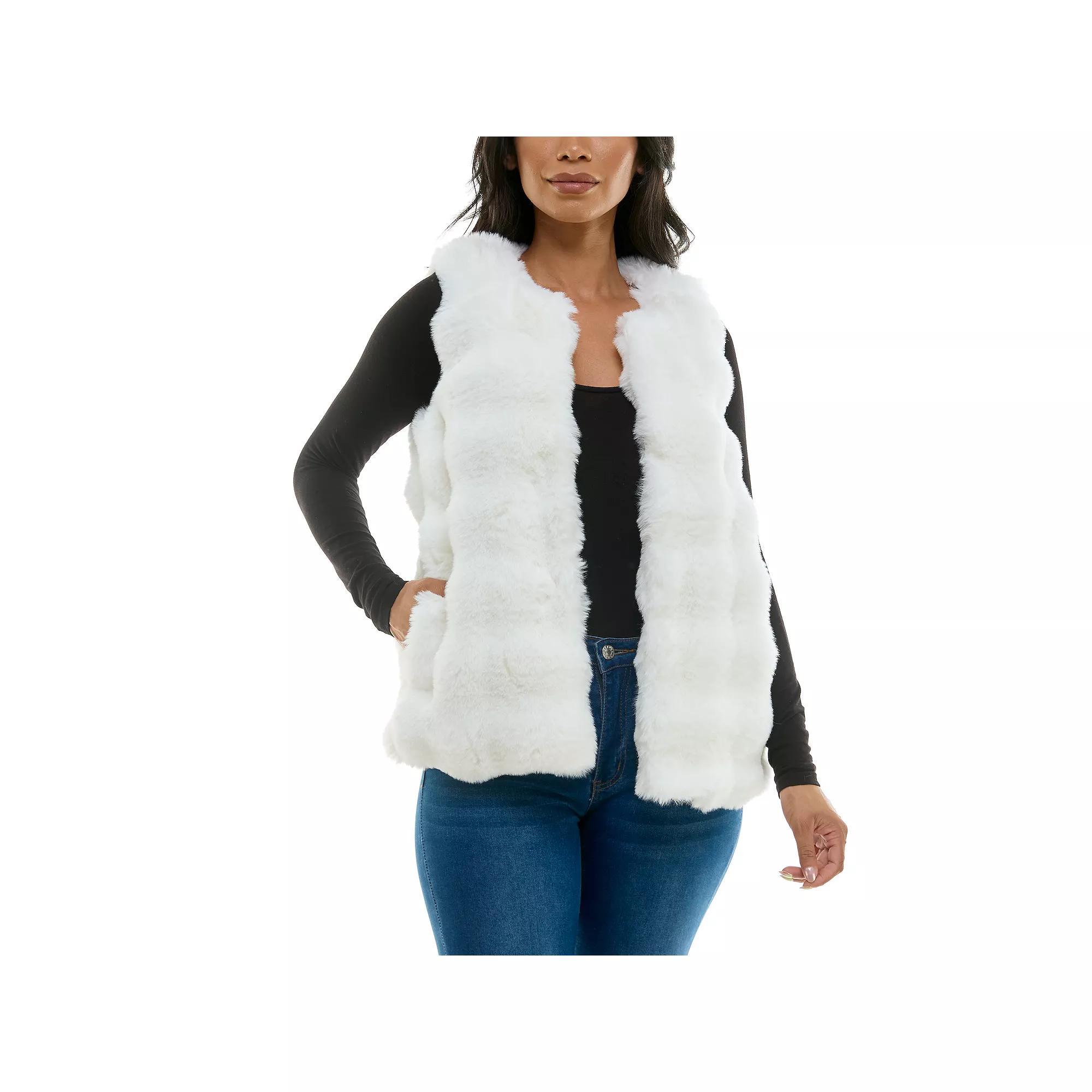 Women's Nina Leonard Collared Faux Fur Vest, Size: XL, Deep Grey Product Image