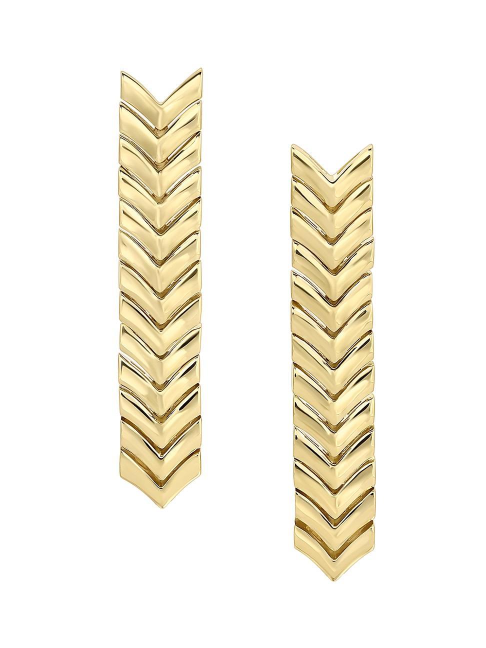 Womens Zipper 18K Yellow Gold Drop Earrings Product Image