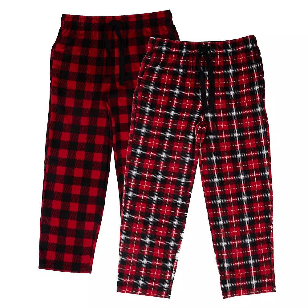 Men's Smith's Workwear 2-Pack Fleece Lounge Pants, Size: Large, Red Bundle Product Image