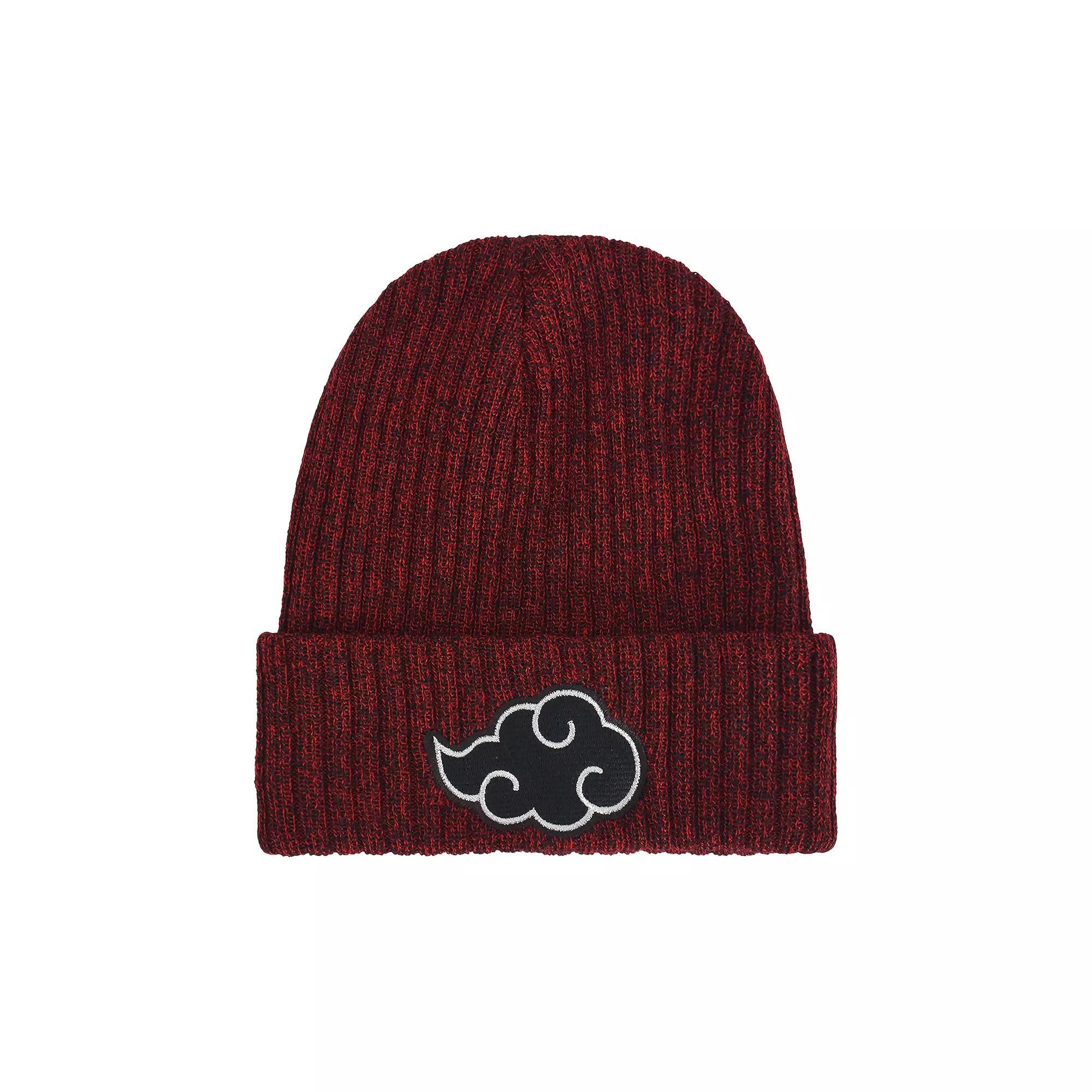 Men's Naruto Akatsuki Cloud Marl Cuff Beanie, Black Red Product Image