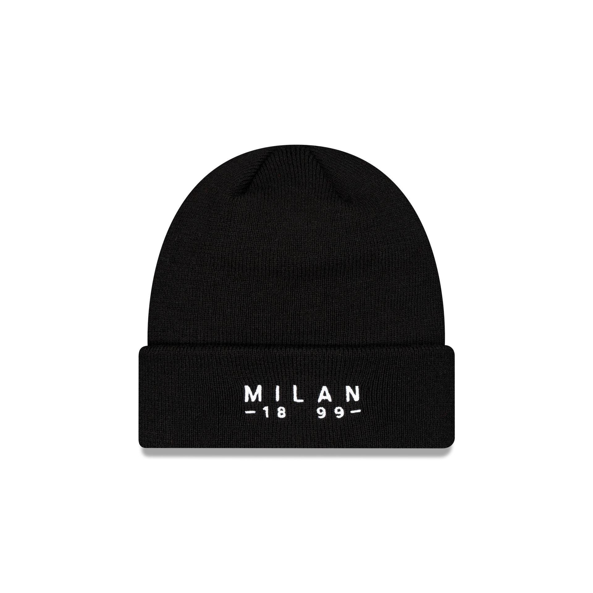 AC Milan Established Wordmark Black Cuff Knit Hat Male Product Image