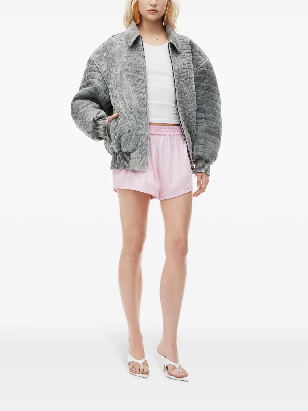 logo-embroidered striped shorts Product Image