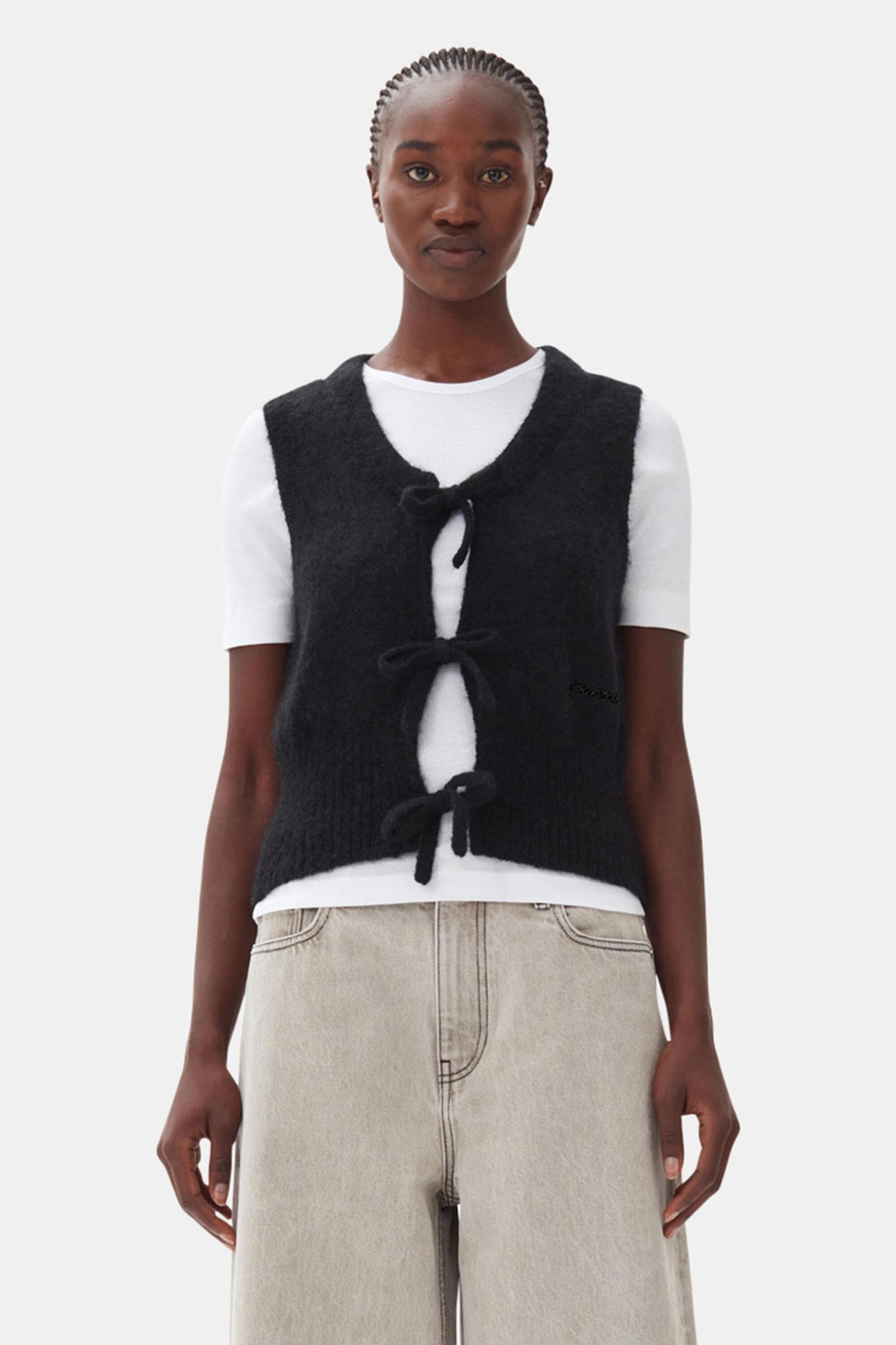 Black Tie String Vest Product Image