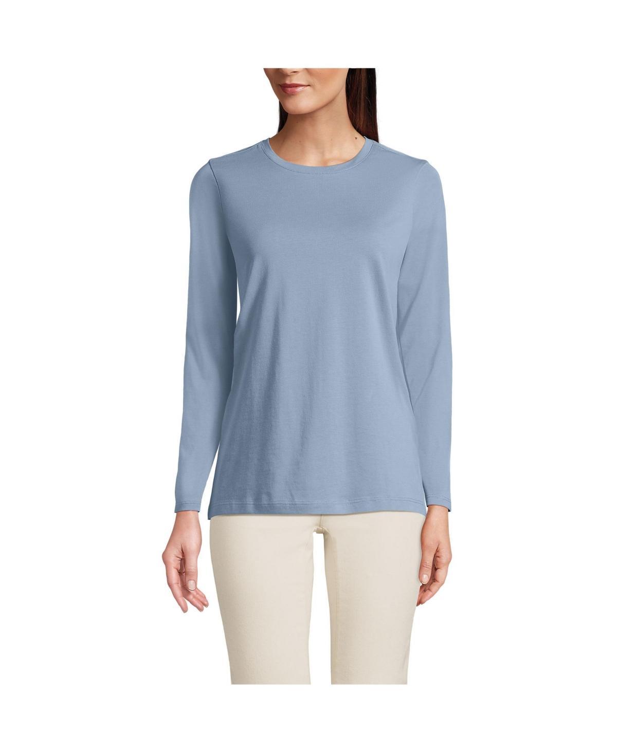 Petite Lands' End Relaxed-Fit Supima Long Sleeve Cotton Crewneck Tee, Women's, Size: XS Petite, Black Product Image