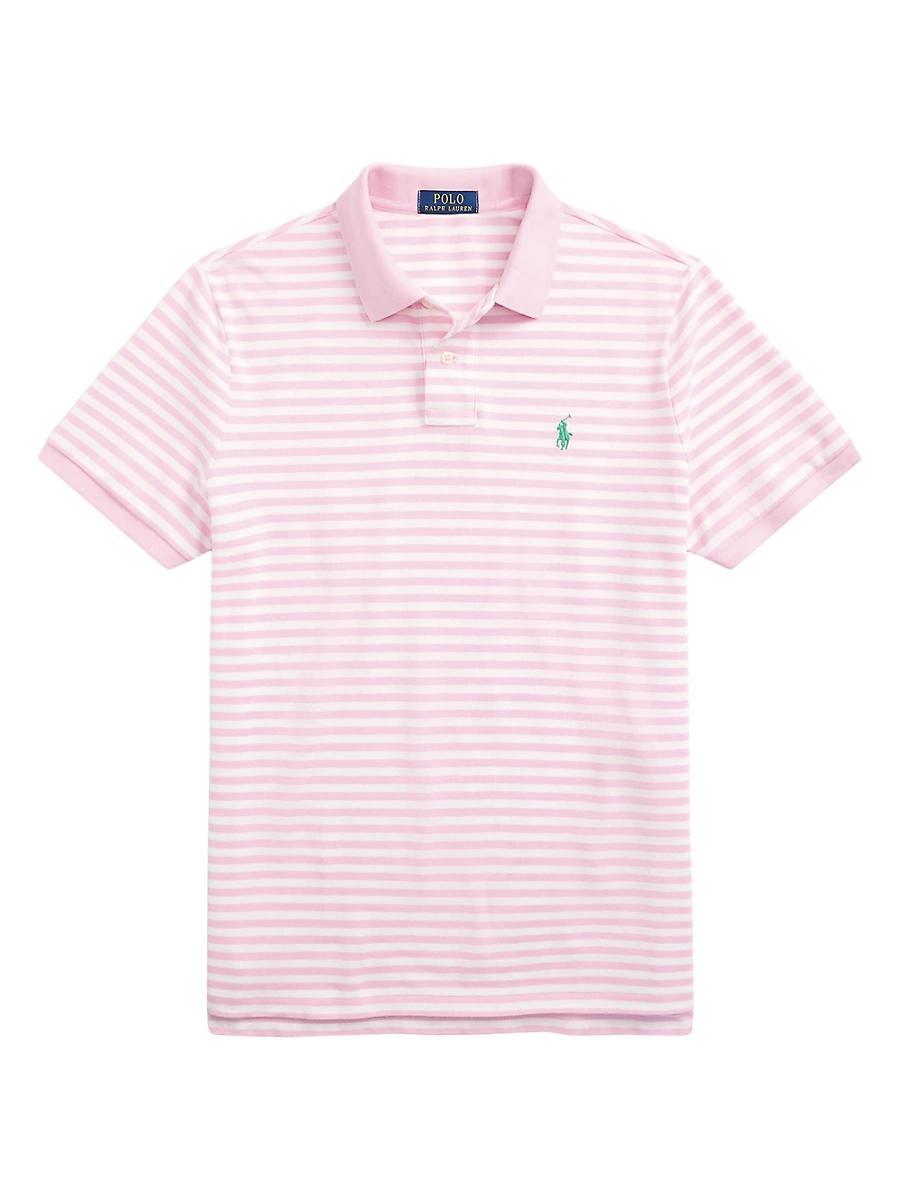 Mens Custom-Slim-Fit Striped Mesh Polo Shirt Product Image