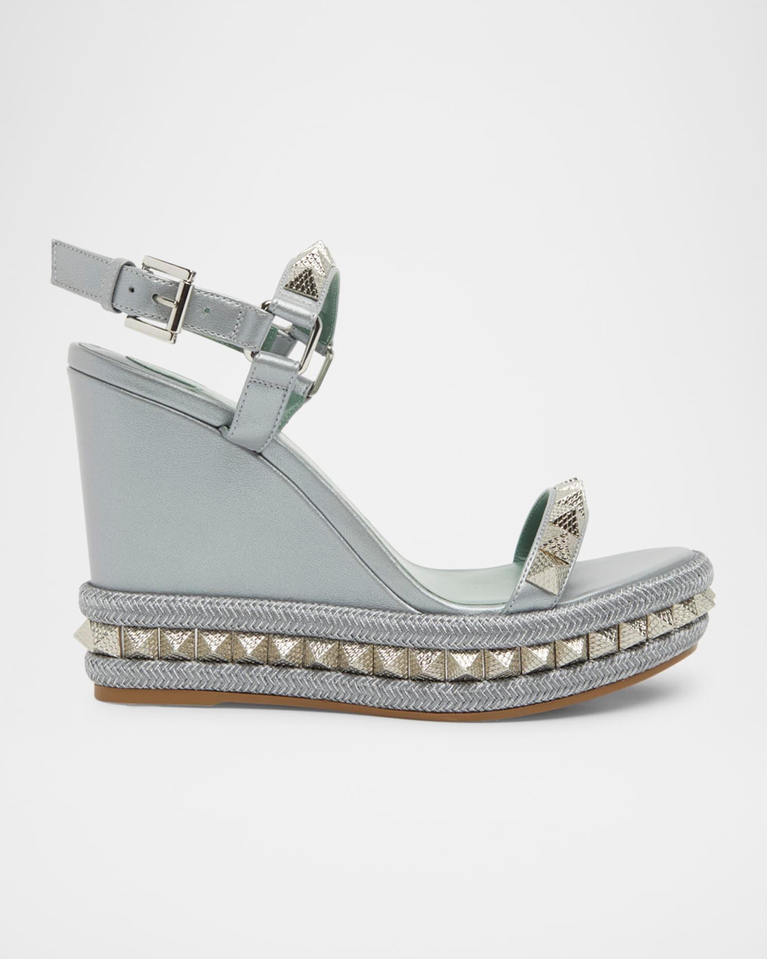 Pyraclou Metallic Spike Red Sole Wedge Sandals Product Image