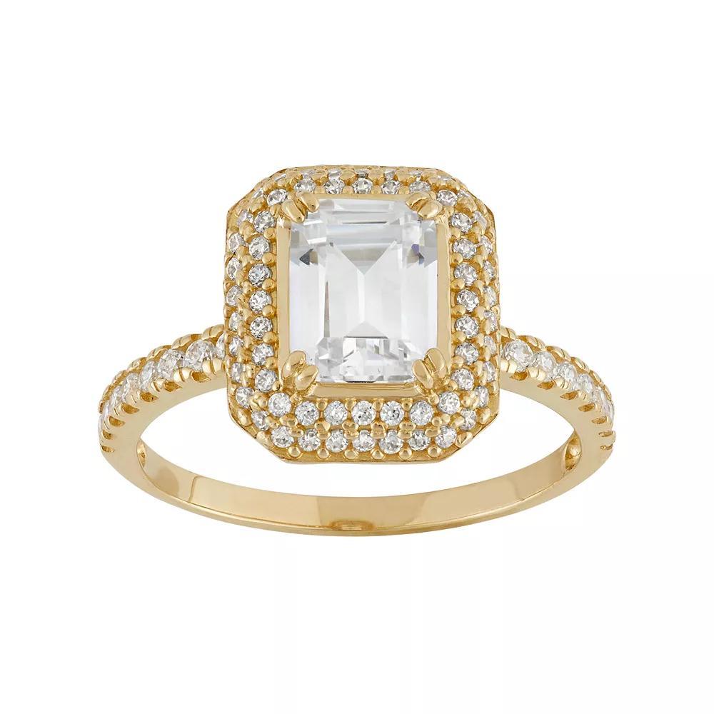 Designs by Gioelli Cubic Zirconia Rectangle Halo Engagement Ring in 10k Gold, Women's, Size: 5, White Product Image
