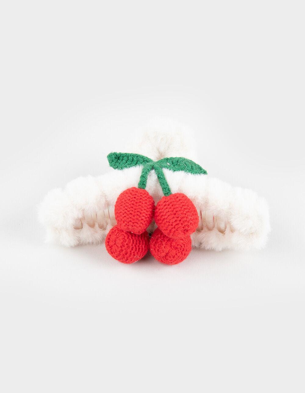 FULL TILT Faux Fur/Crochet Cherry Claw Clip - CREAM Product Image