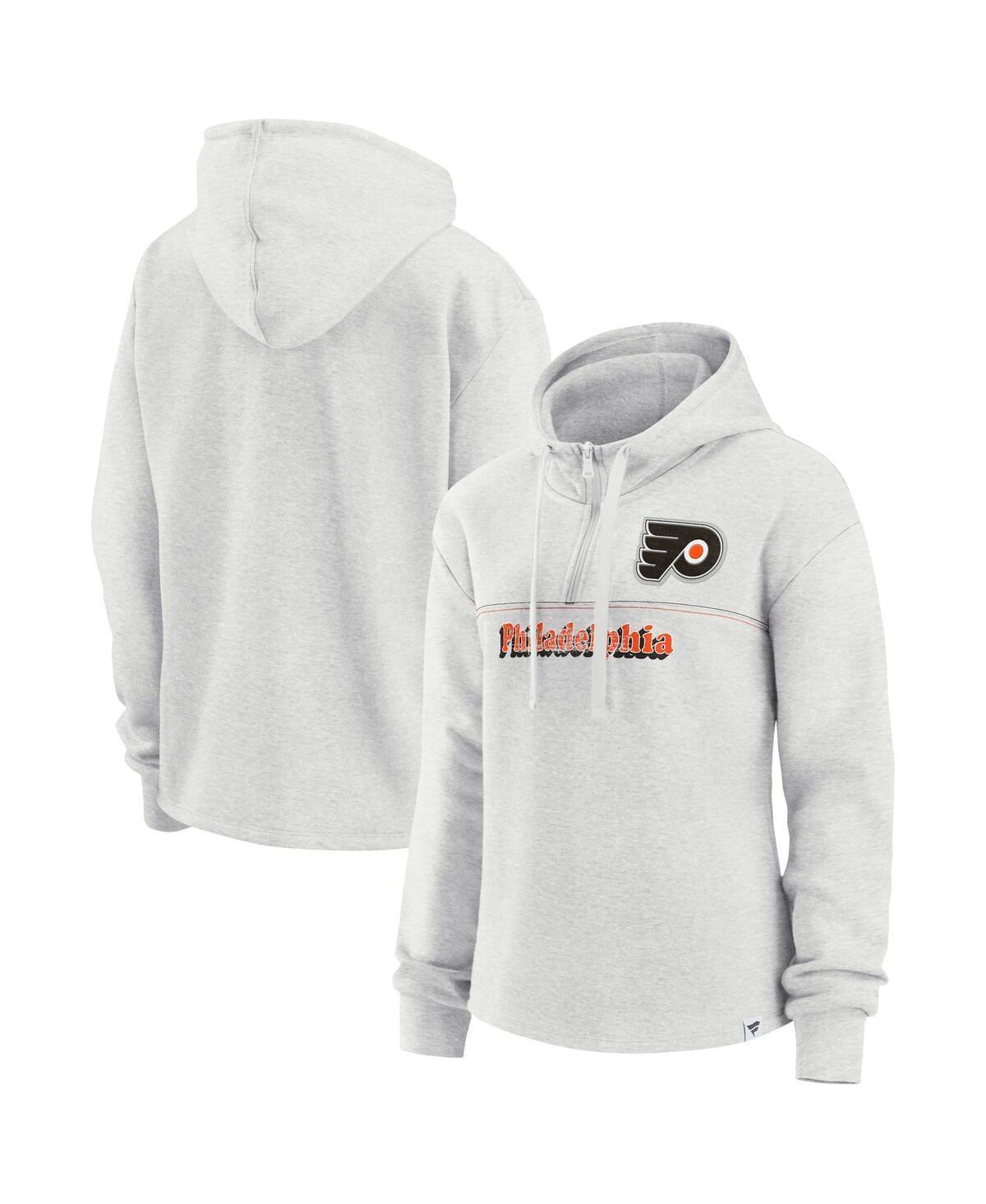 Women's Fanatics Branded Ash Philadelphia Flyers True Classics Legacy Quarter-Zip Hoodie, Size: Small, Fly Black Product Image