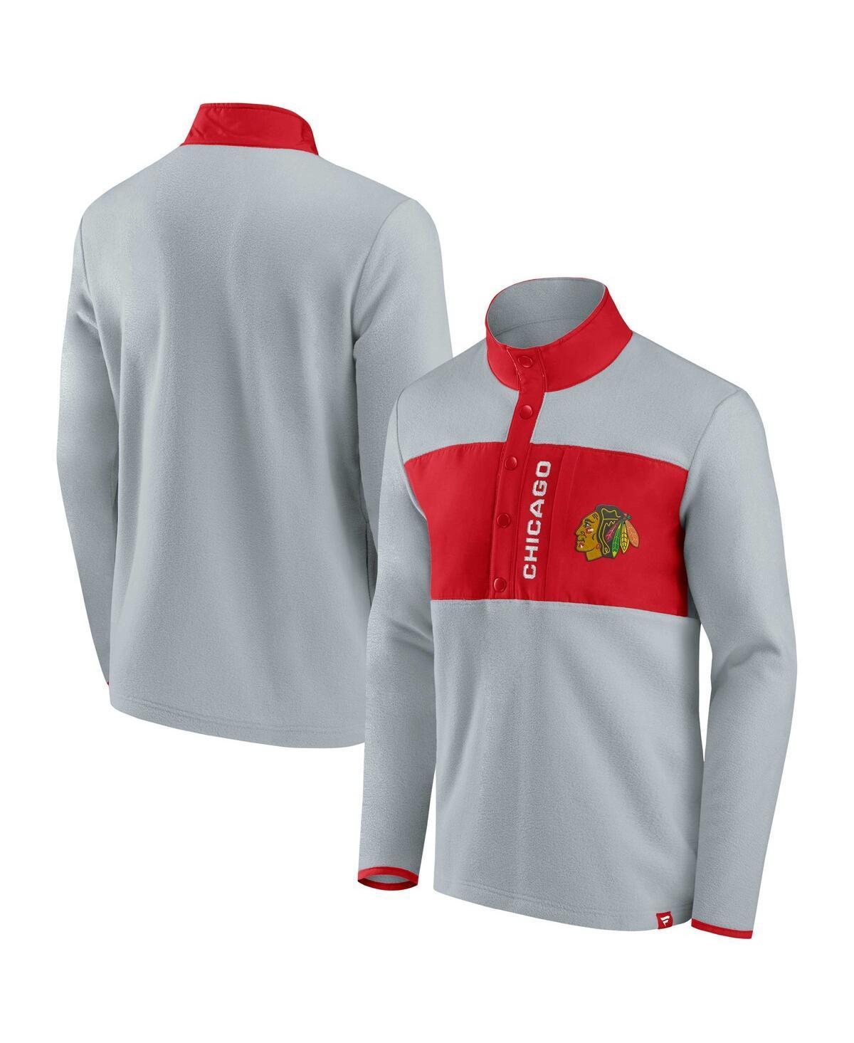 Men's Fanatics Branded Gray/Red Washington Capitals Omni Polar Fleece Quarter-Snap Jacket, Size: 5XL, Grey Product Image