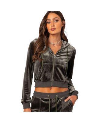 Womens Camron velvet zip up hoodie Product Image