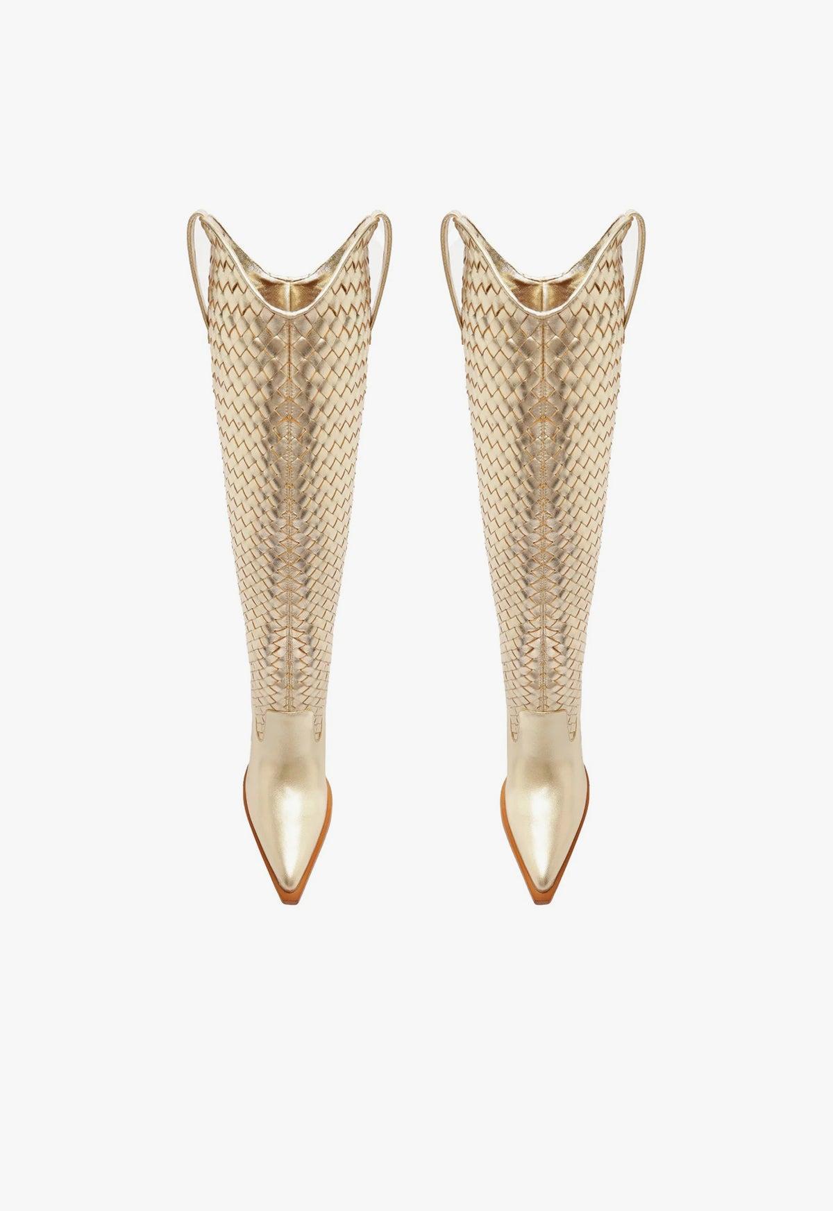 Ella Woven Metallic Leather Boot Product Image