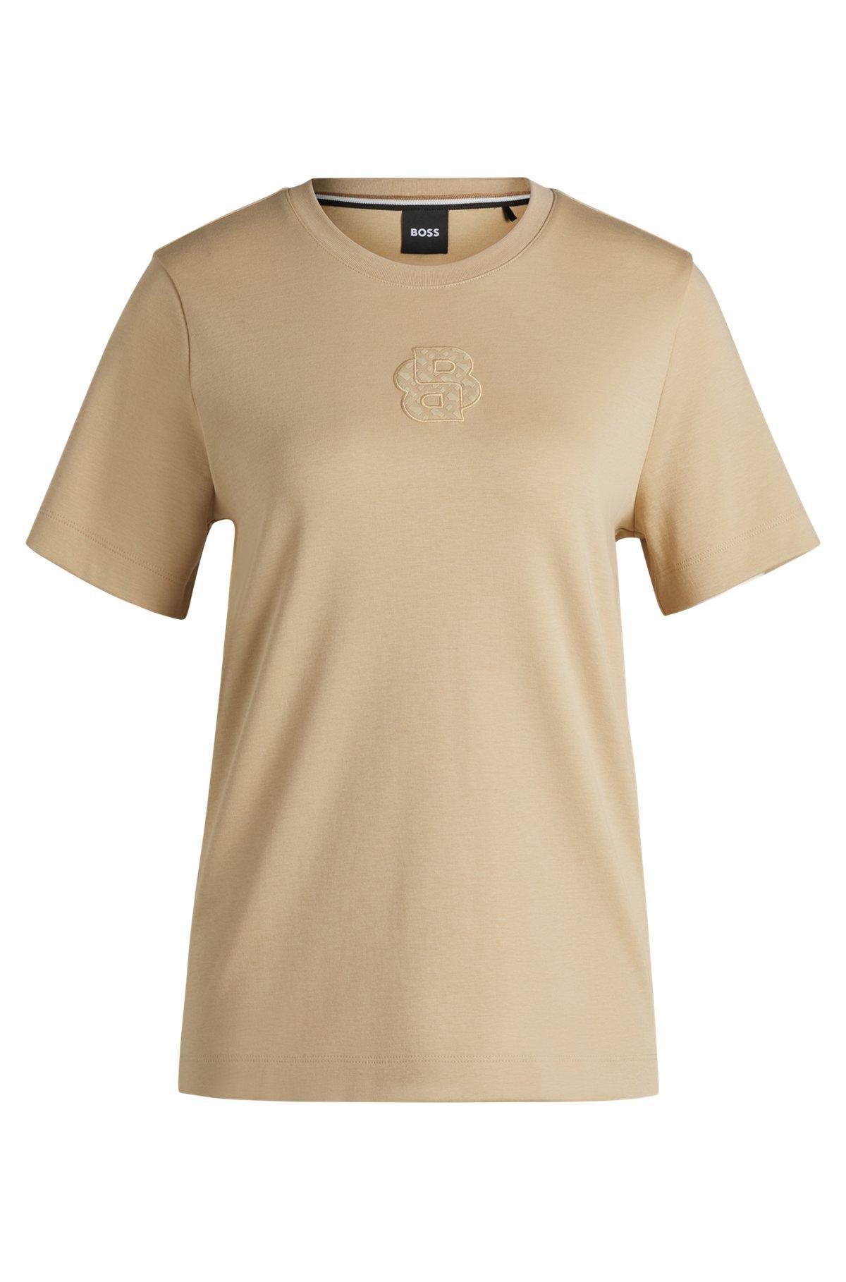 BOSS - Interlock-cotton T-shirt with Double B monogram - White Product Image