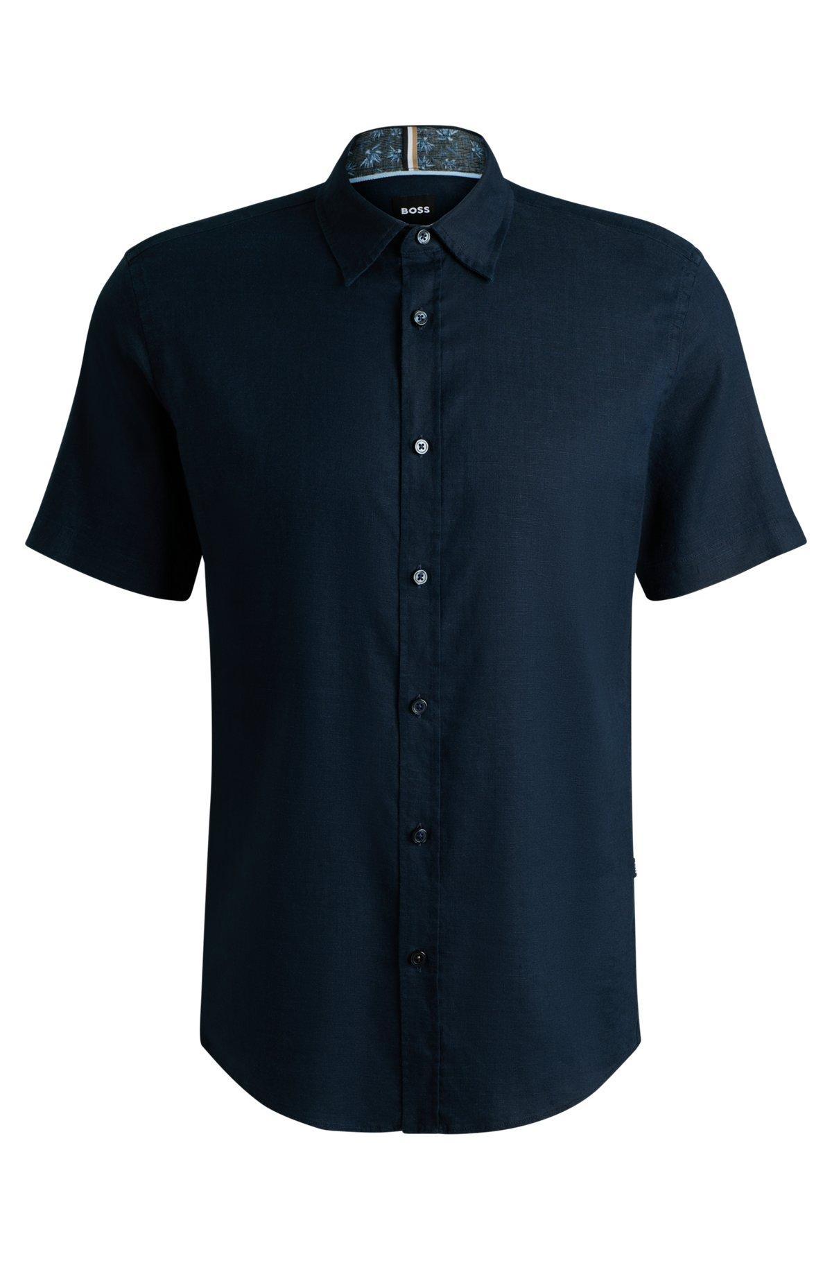 Slim-fit shirt in stretch linen Product Image