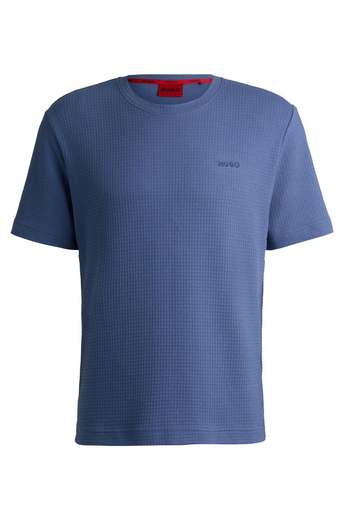 Waffle-structured pajama T-shirt with embroidered logo Product Image