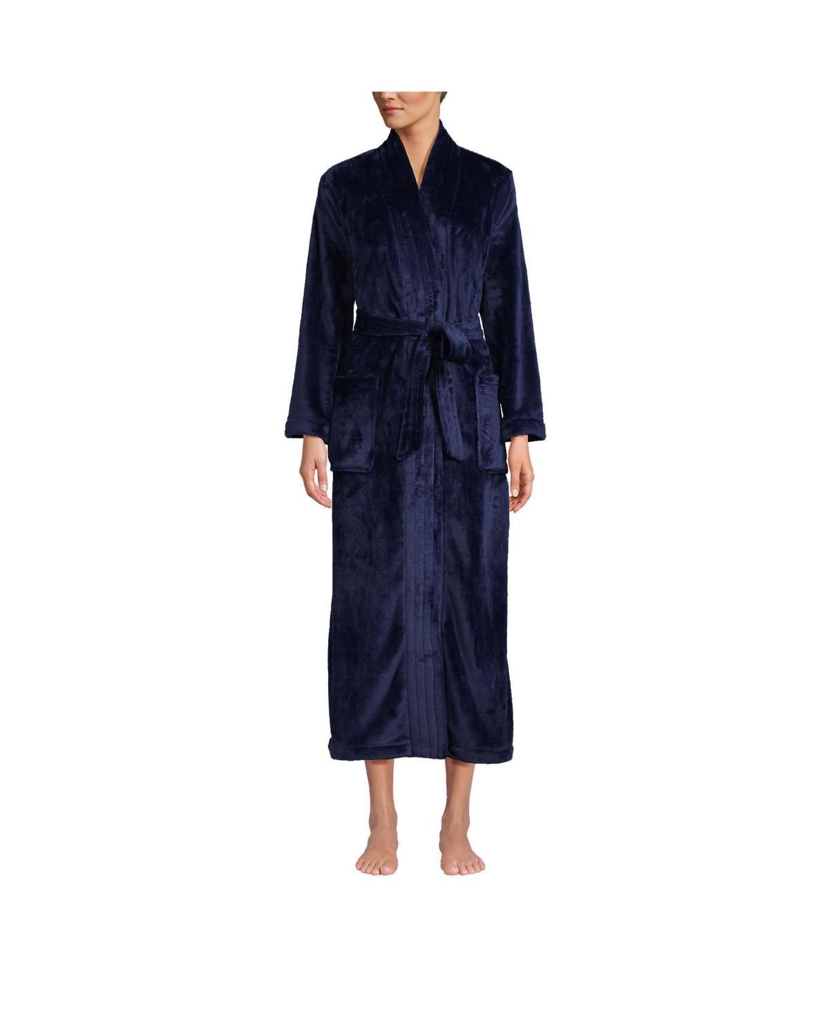 Womens Lands End Cozy Plush Long Wrap Robe Soft Tea Pink Product Image