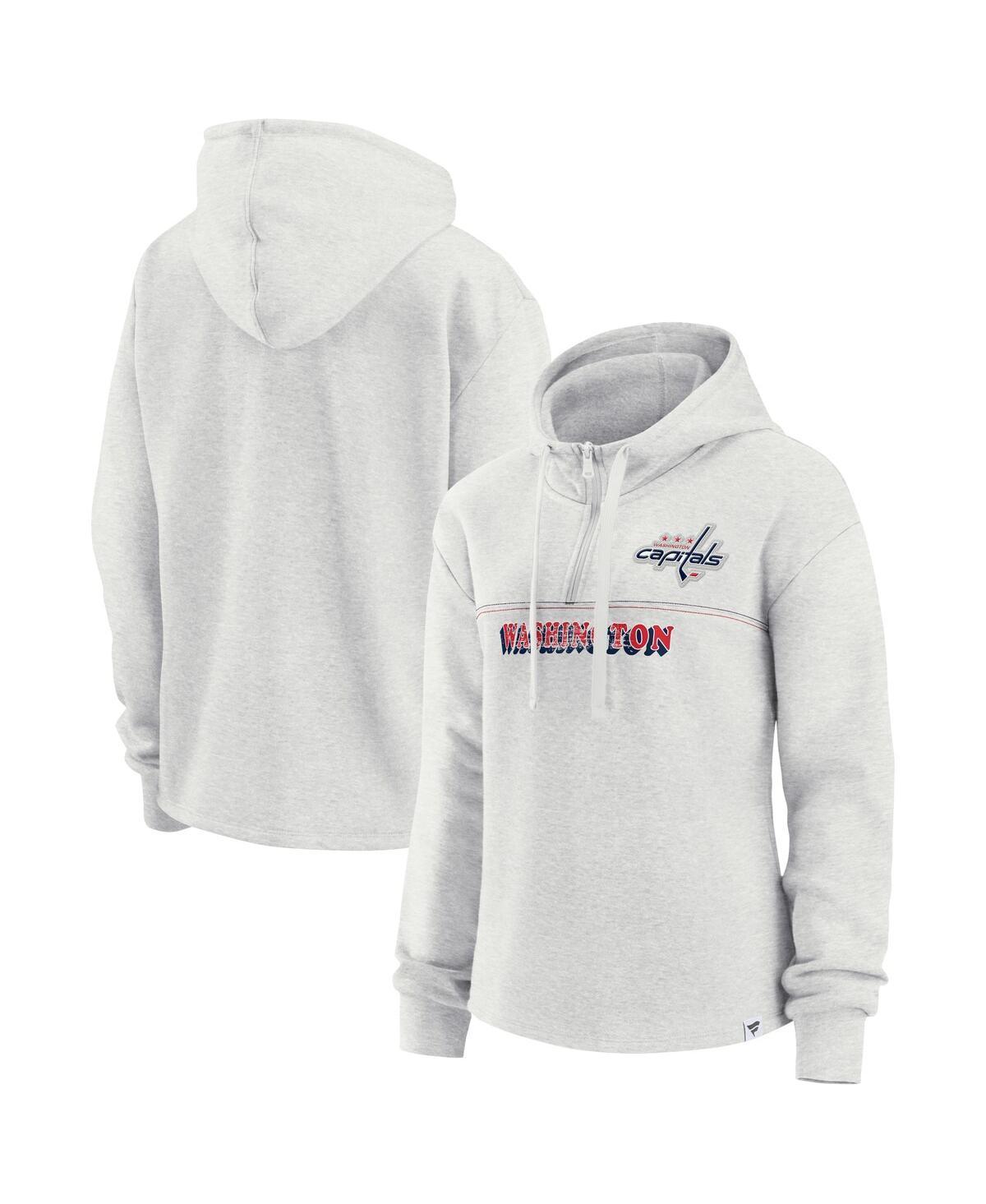 Womens Fanatics Branded Ash Washington Capitals True Classics Legacy Quarter-Zip Hoodie Product Image