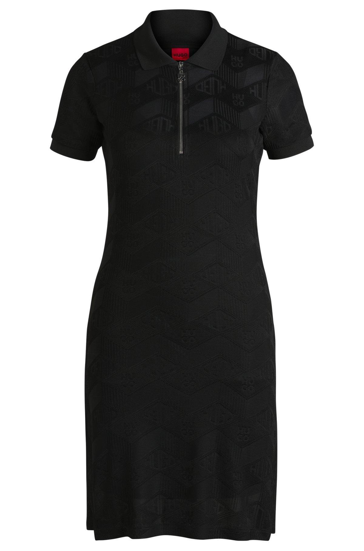 Jacquard-knit dress with logo-zip placket Product Image