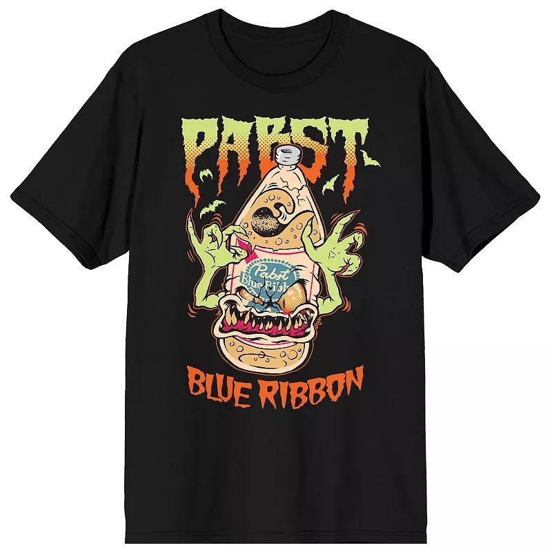 Men's Pabst Blue Ribbon Halloween Beer Bottle Monster Graphic Tee, Size: XL, Black Product Image