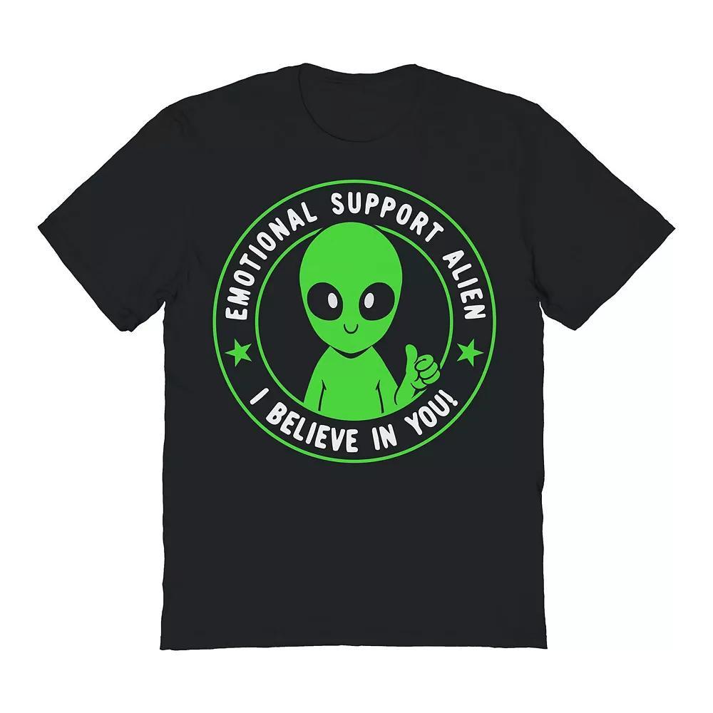 Men's COLAB89 by Threadless Emotional Support Alien Graphic Tee, Size: Small, Black Product Image