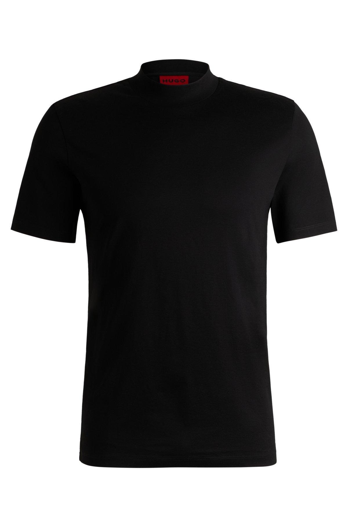 Slim-fit T-shirt in stretch cotton with stand collar Product Image