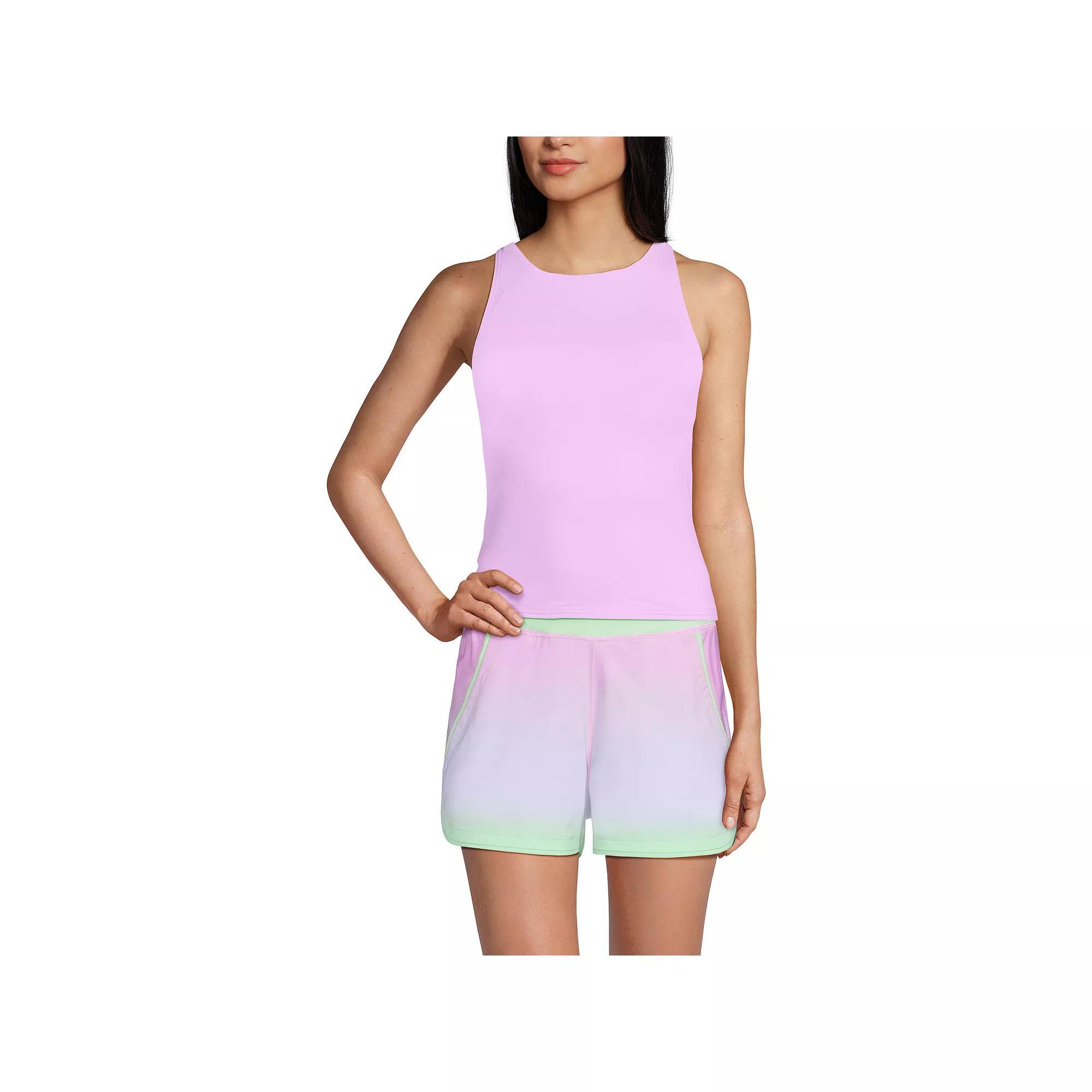 Petite Lands' End Tugless High Neck Strappy Back Tankini Swimsuit Top, Women's, Size: 8D, Wild Purple Product Image
