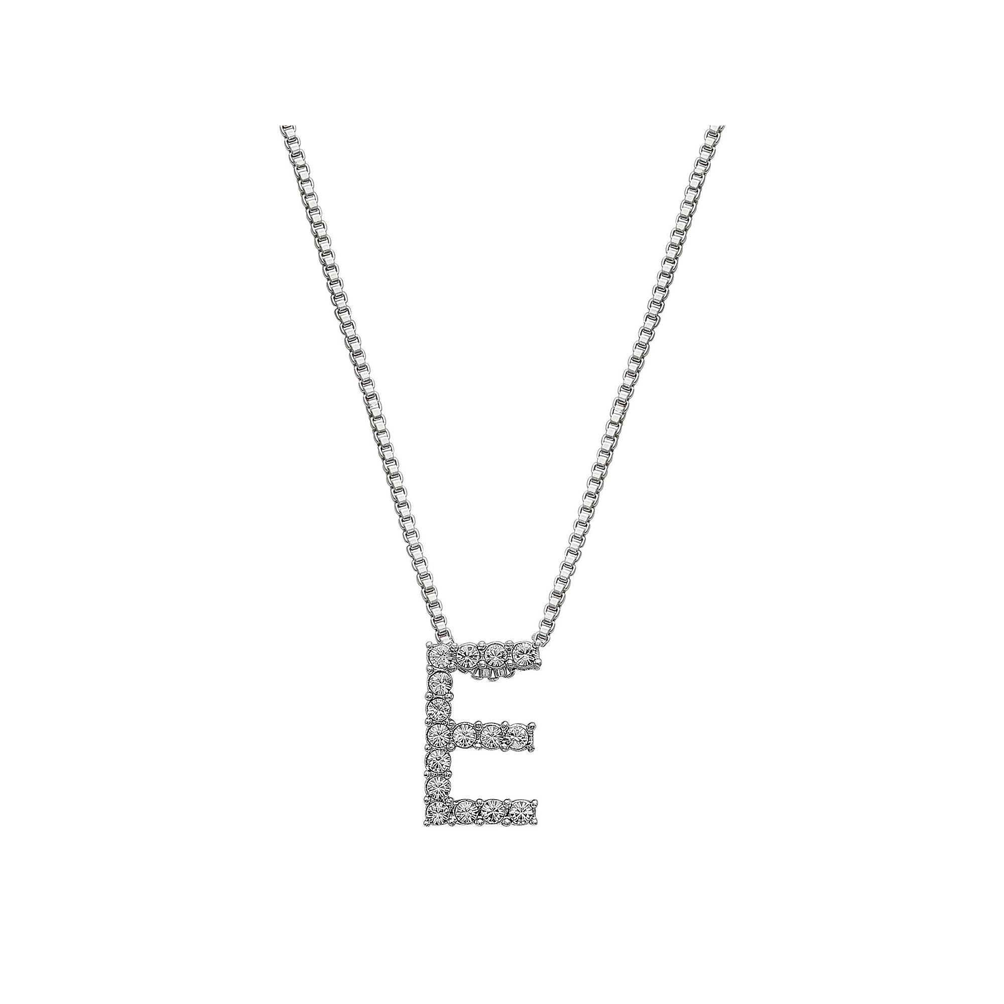 Brilliance Silver Plated Crystal Initial Pendant, Women's, Size: 18", Silver Tone G Product Image