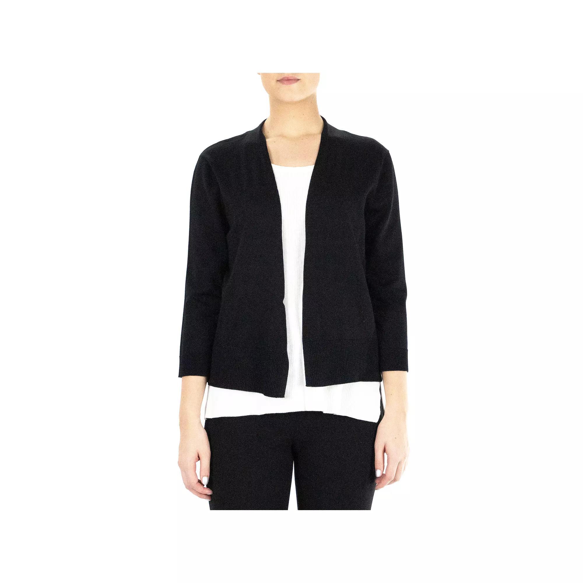 Women's Nina Leonard Classic Open-Front Bolero Cardigan, Size: Small, Black Product Image