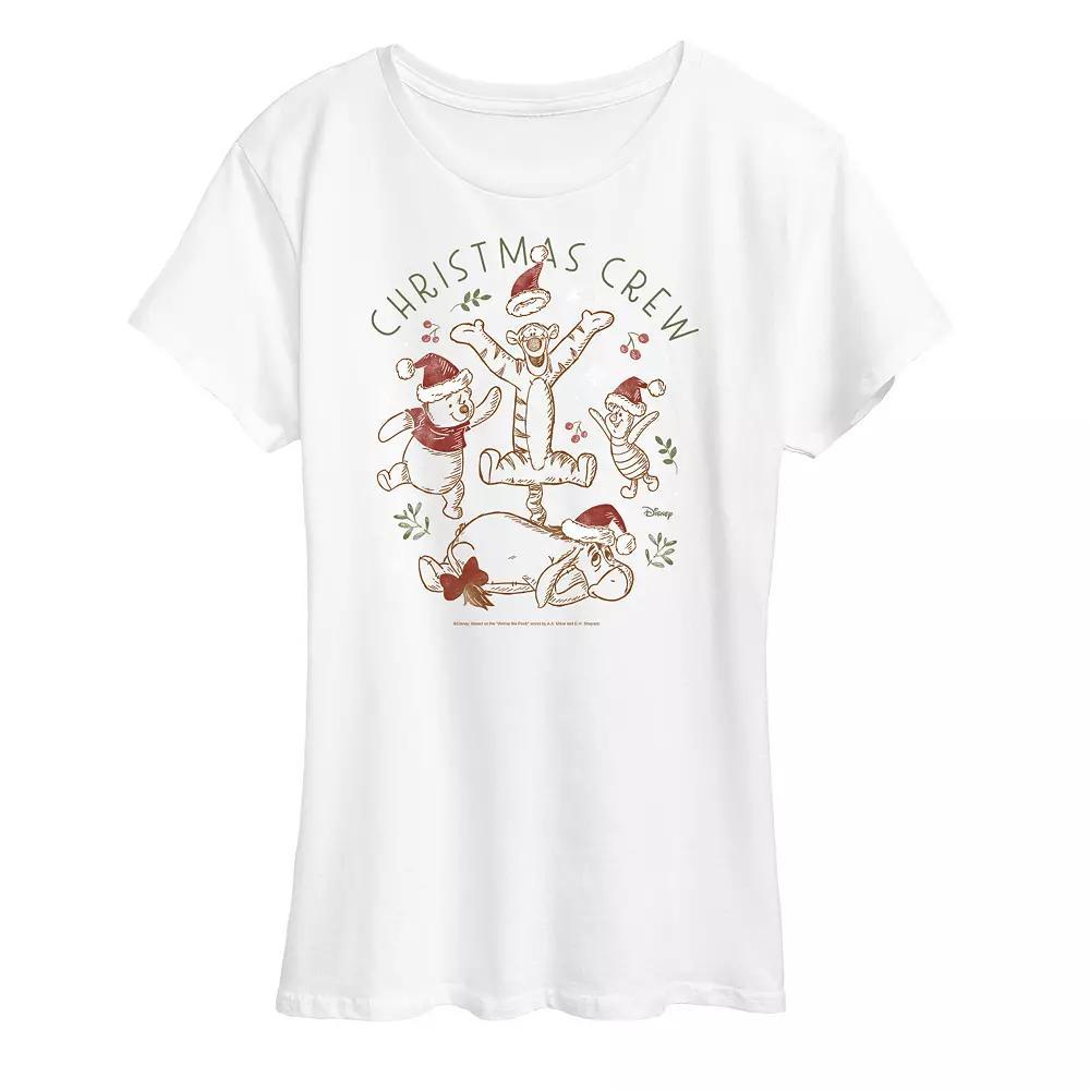 Disney's Winnie The Pooh Women's Christmas Crew Graphic Tee, Girl's, Size: XL, White Product Image