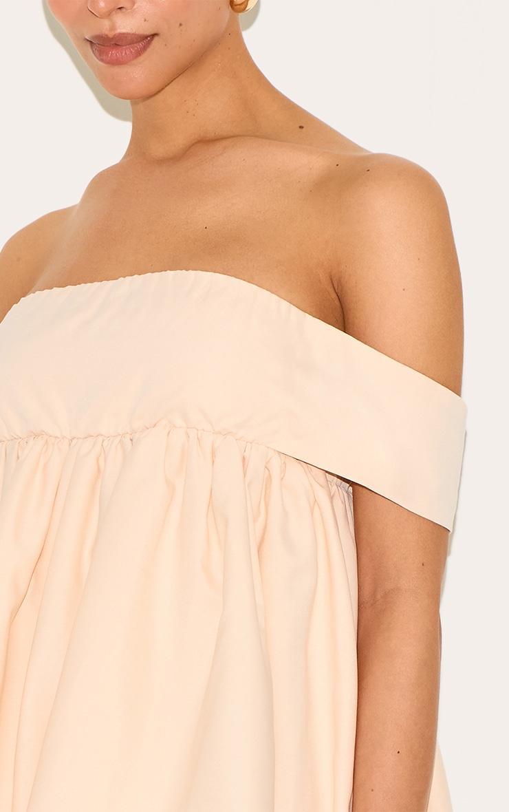 Petite Peach Bardot Puffball Mini Dress Product Image