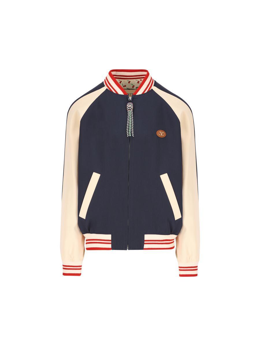 VALENTINO La Chat De La Maison Wool Bomber Jacket In Black Product Image