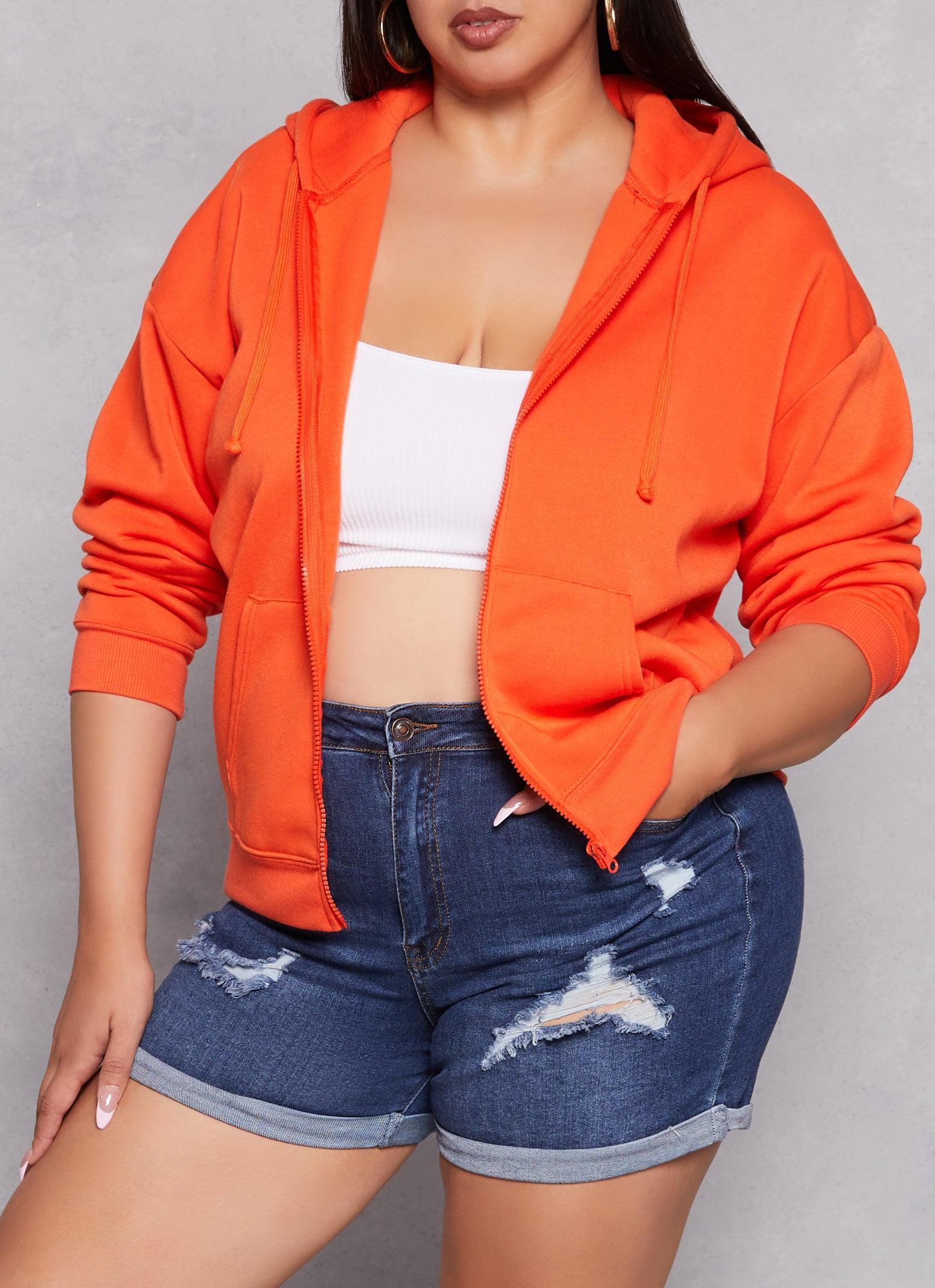 Womens Plus Size Solid Zip Front Hoodie Product Image