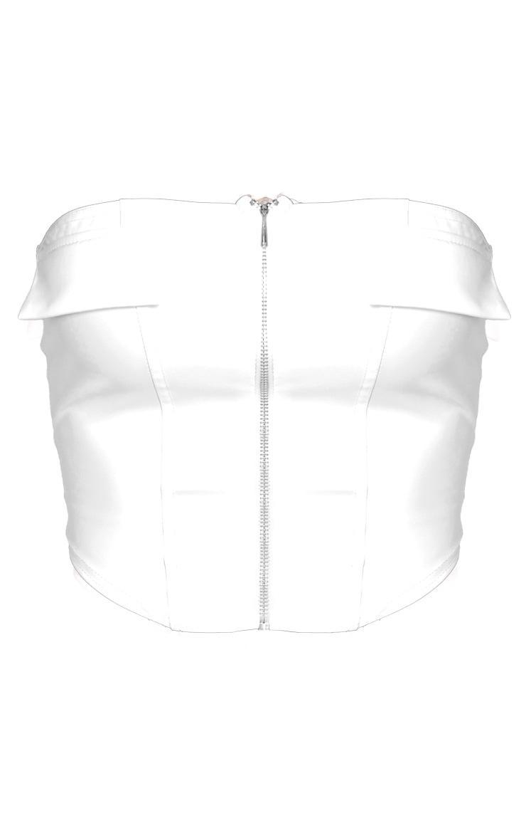 Cream Faux Leather Bust Detail Zip Up Front Corset Product Image