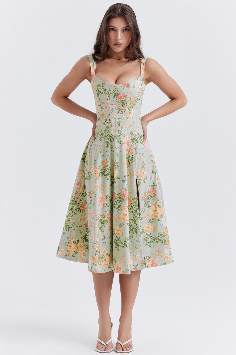 Saira Light Jade Print Midi Sundress Product Image