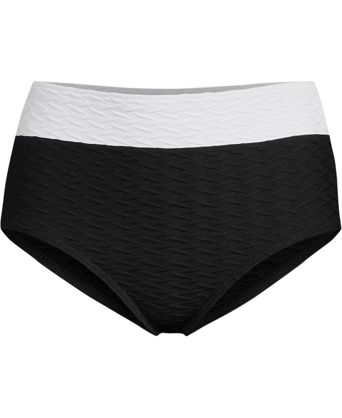 Women's Lands' End Textured High Waisted Bikini Swim Bottoms, Size: 14, Egret White Product Image