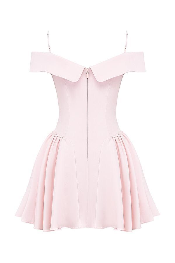 Elida  ballerina pink off shoulder mini dress Product Image