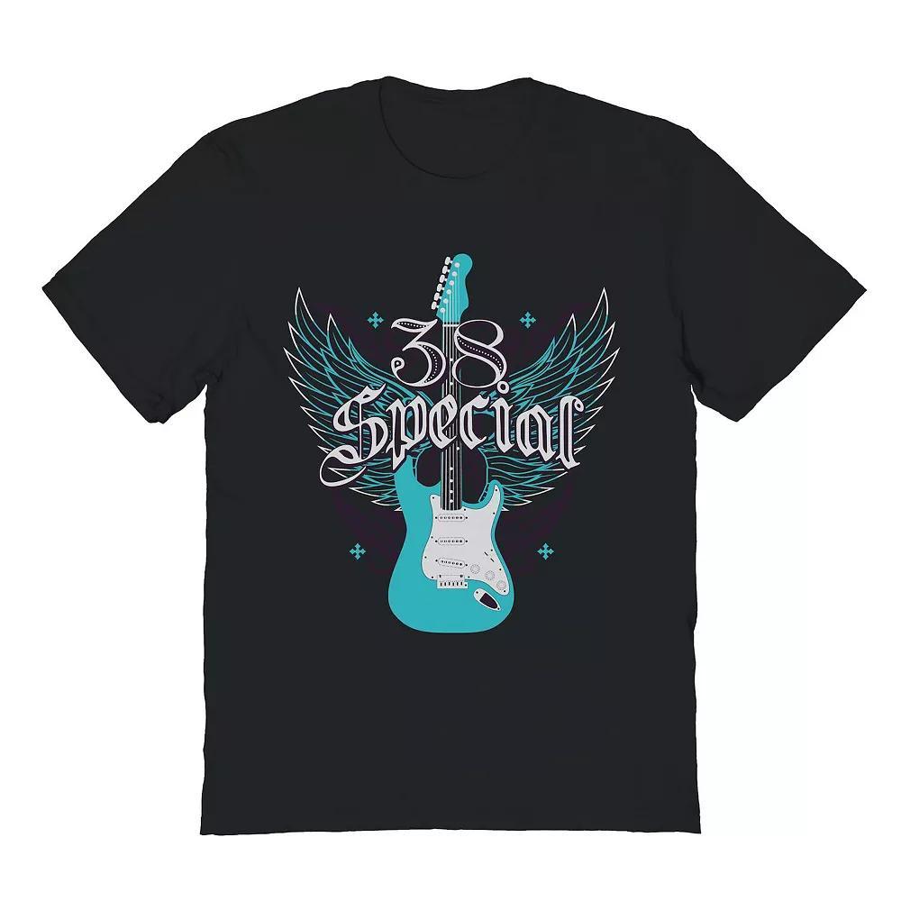 Men's 38 Special Teal Winged Guitar Graphic Tee, Size: Small, Black Product Image