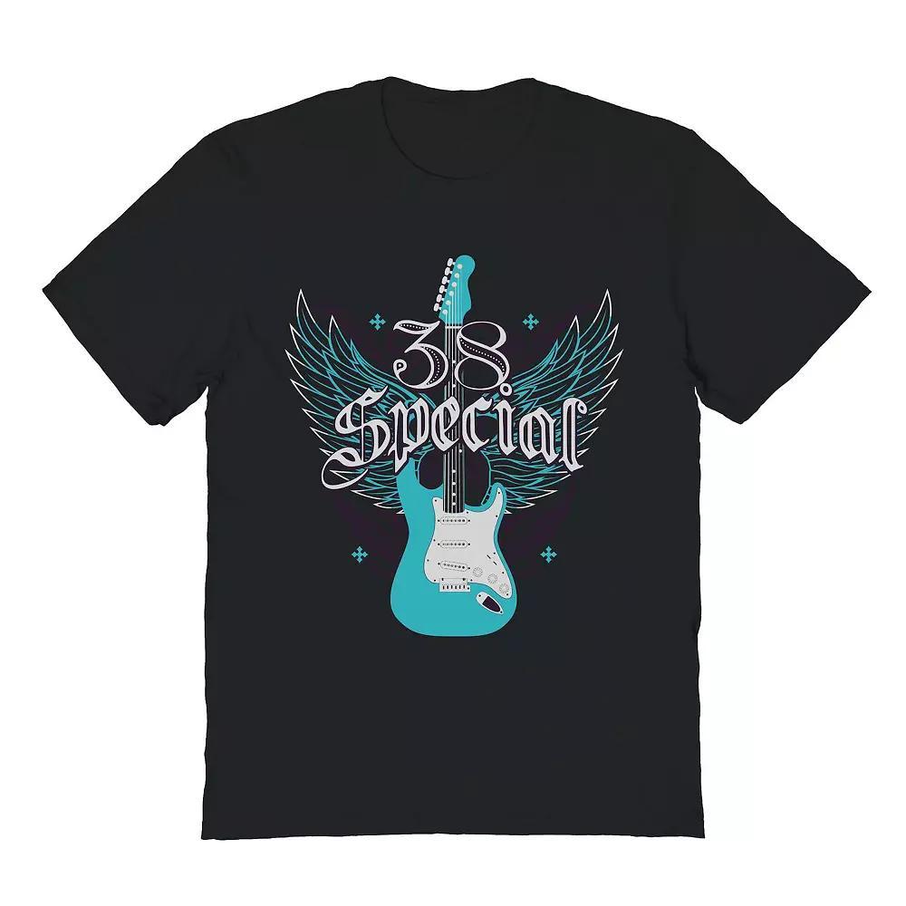 Men's 38 Special Teal Winged Guitar Graphic Tee, Size: Small, Black Product Image