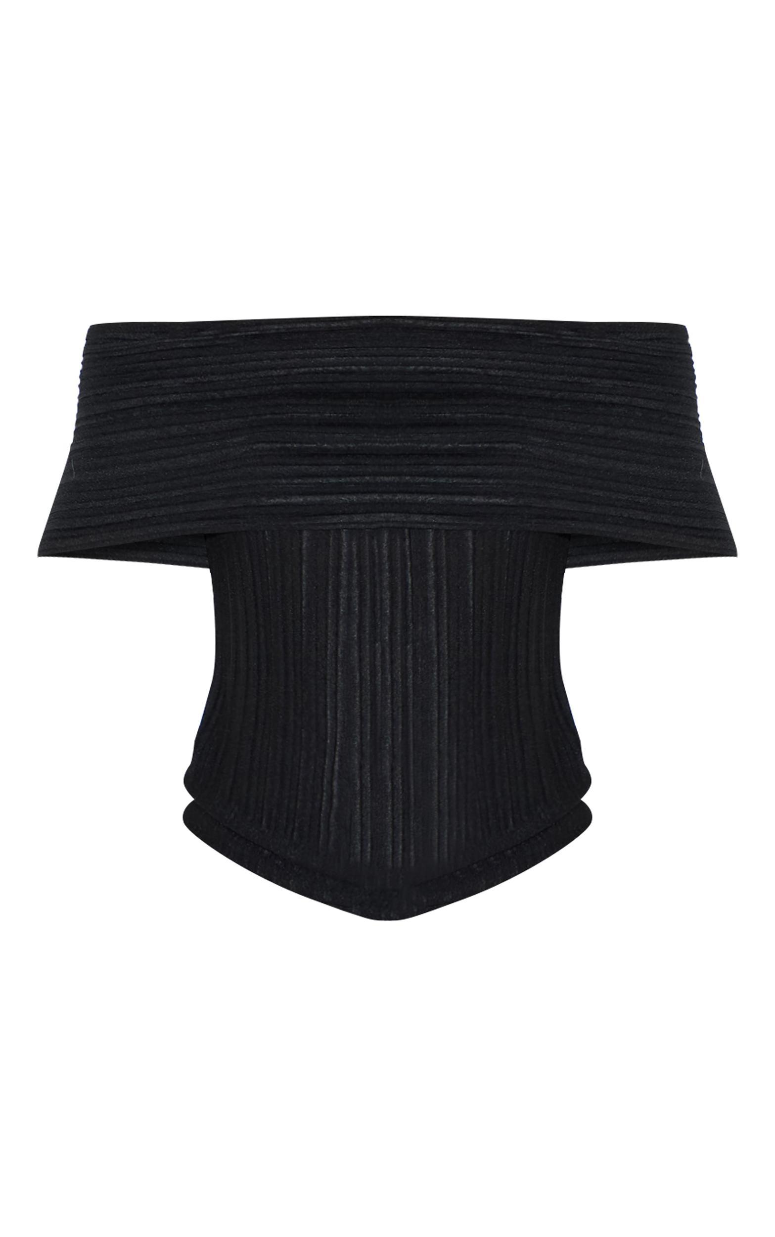 Black Rib Style Fold Over Top Product Image
